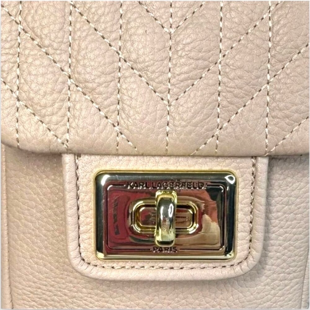 Karl Lagerfeld Paris Agyness Leather Turnlock Crossbody Bag - NWOT - Picture 4 of 17